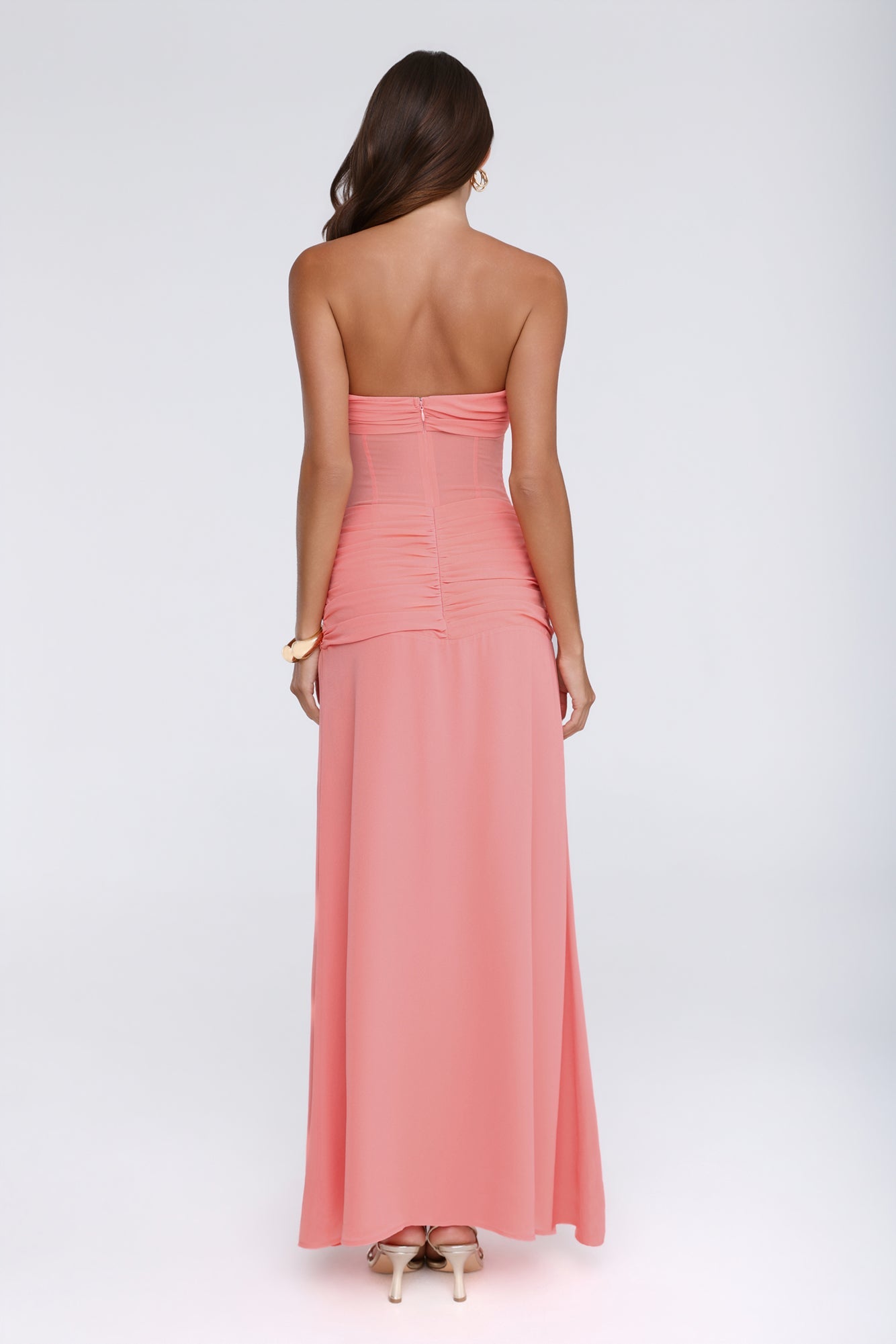 Evening Magnolia Strapless Maxi Dress Peach