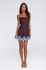 Evening Glow Satin Mini Dress Wine