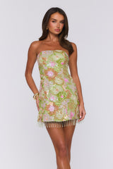 Dressed to Celebrate Embellished  Strapless Mini Dress Multi