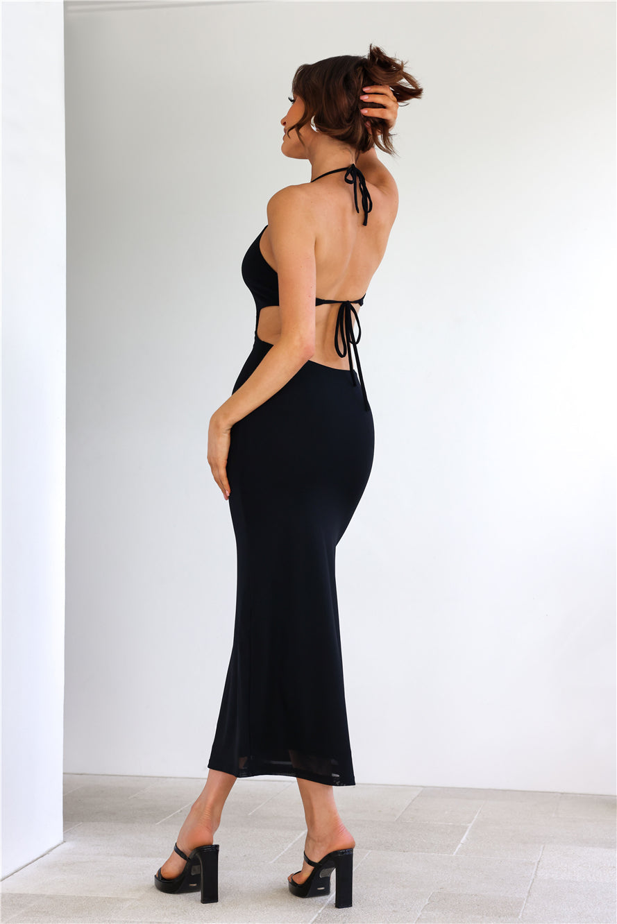 Frame Me Mesh Maxi Dress Black