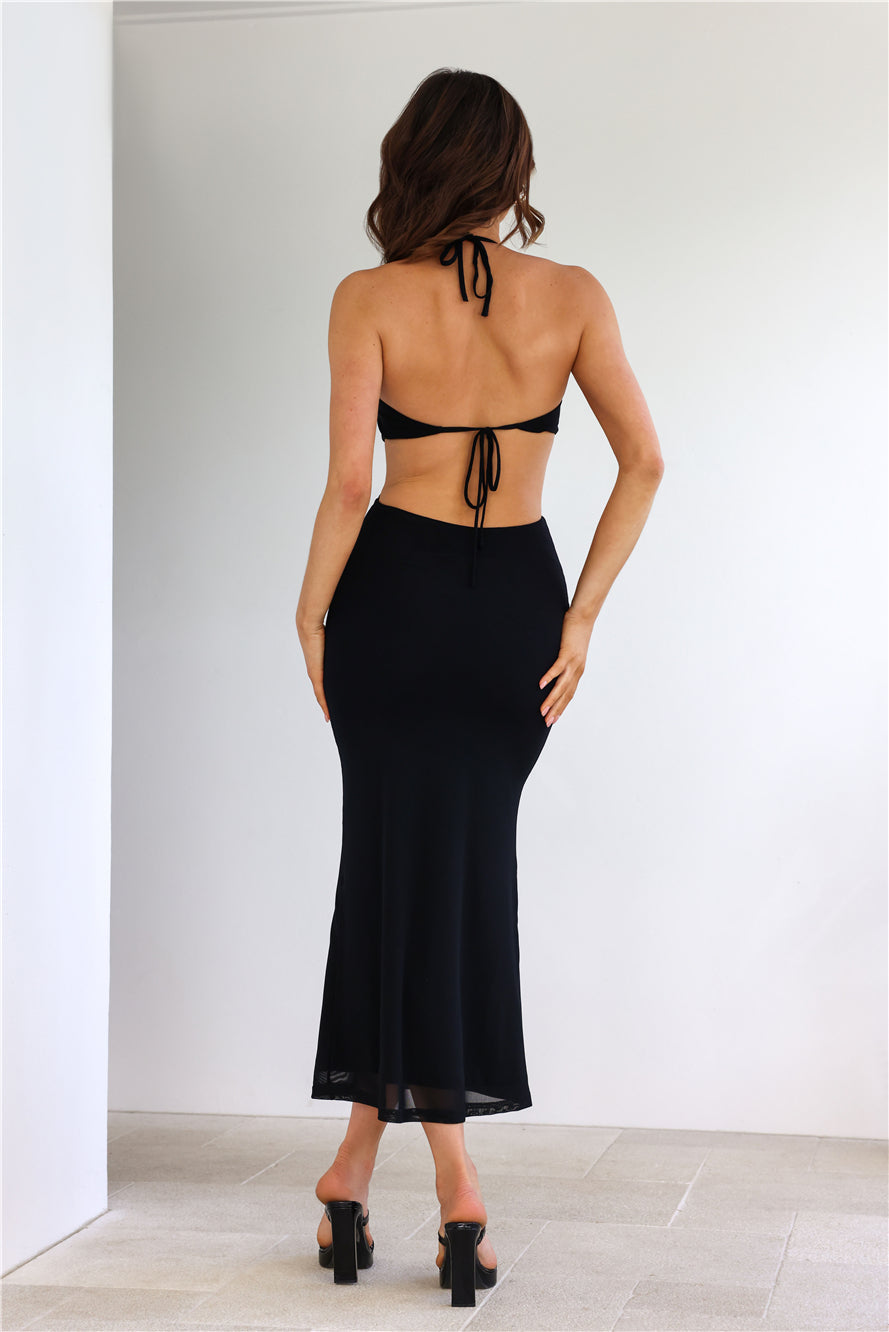 Frame Me Mesh Maxi Dress Black