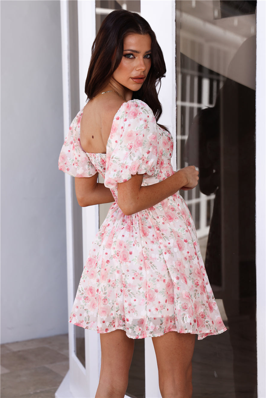 Fresh Blooms For You Mini Dress Pink