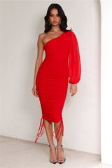 HELLO MOLLY Tango Time Midi Dress Red