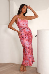 Celebrate Success One Shoulder Mesh Midi Dress Pink