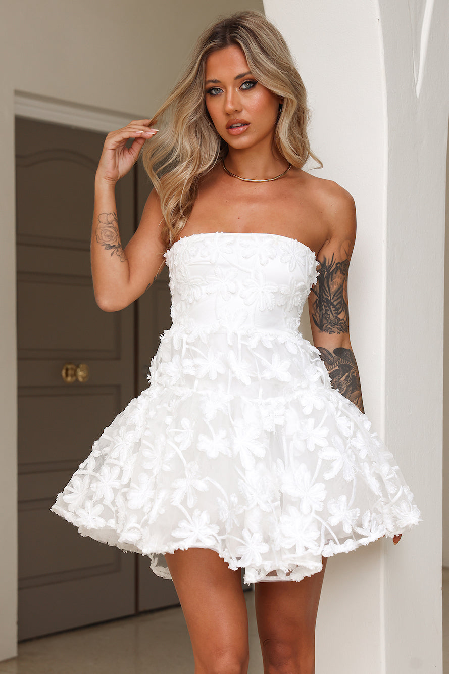 Here She Comes Tulle Mini Dress White