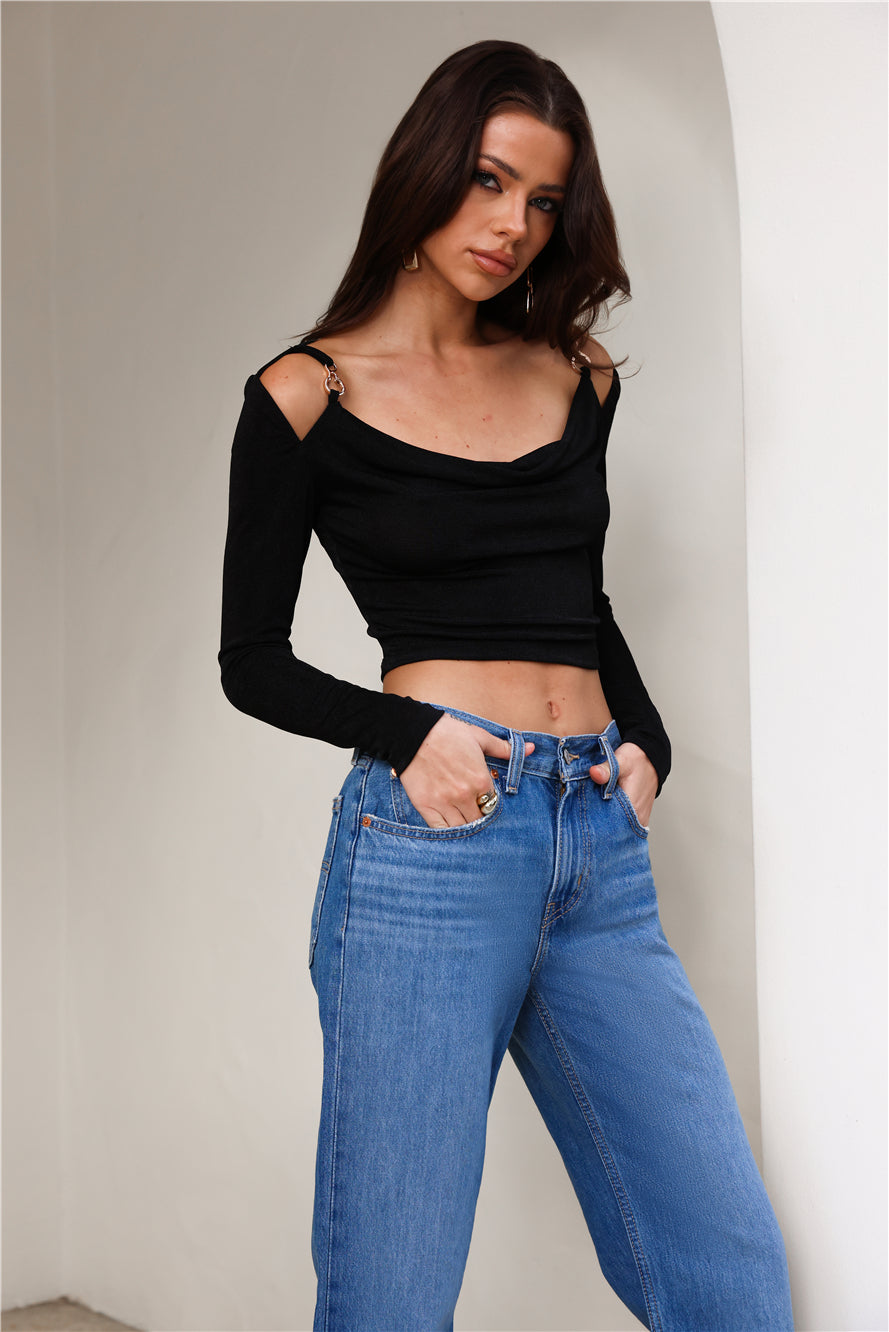 Influence Us Long Sleeve Crop Top Black