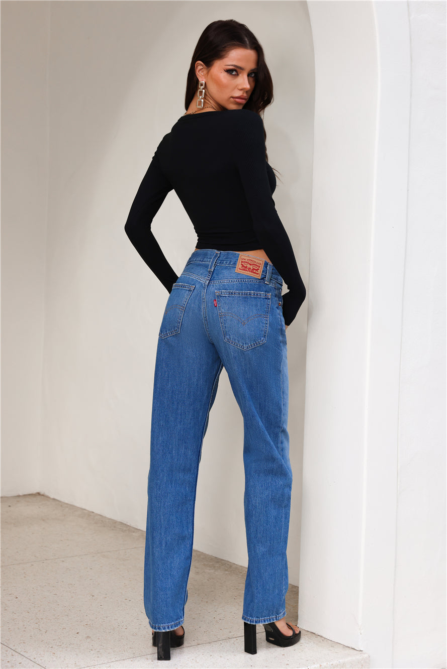 Easy Ribbed Long Sleeve Crop Top Black