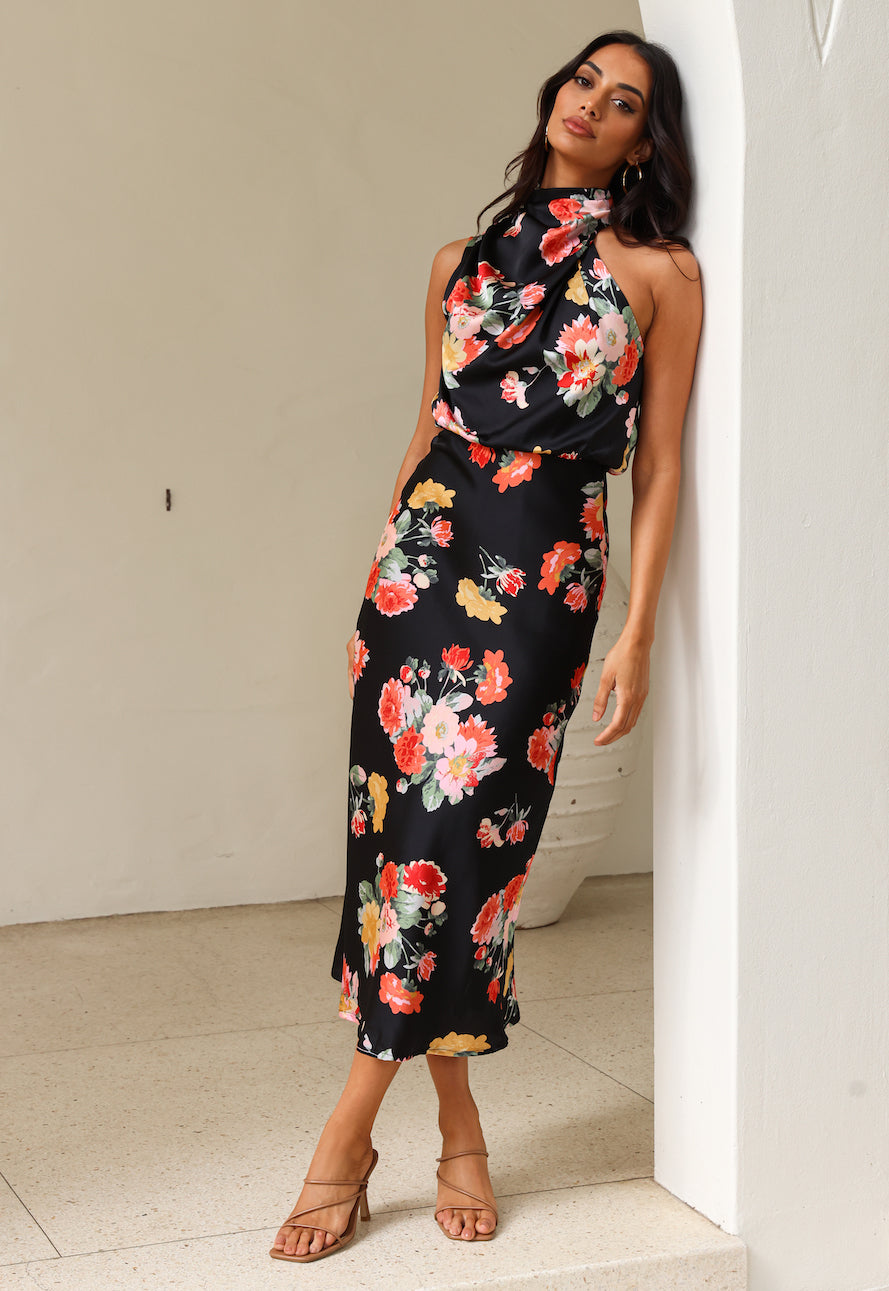 Let the Adventures Begin Midi Dress Black