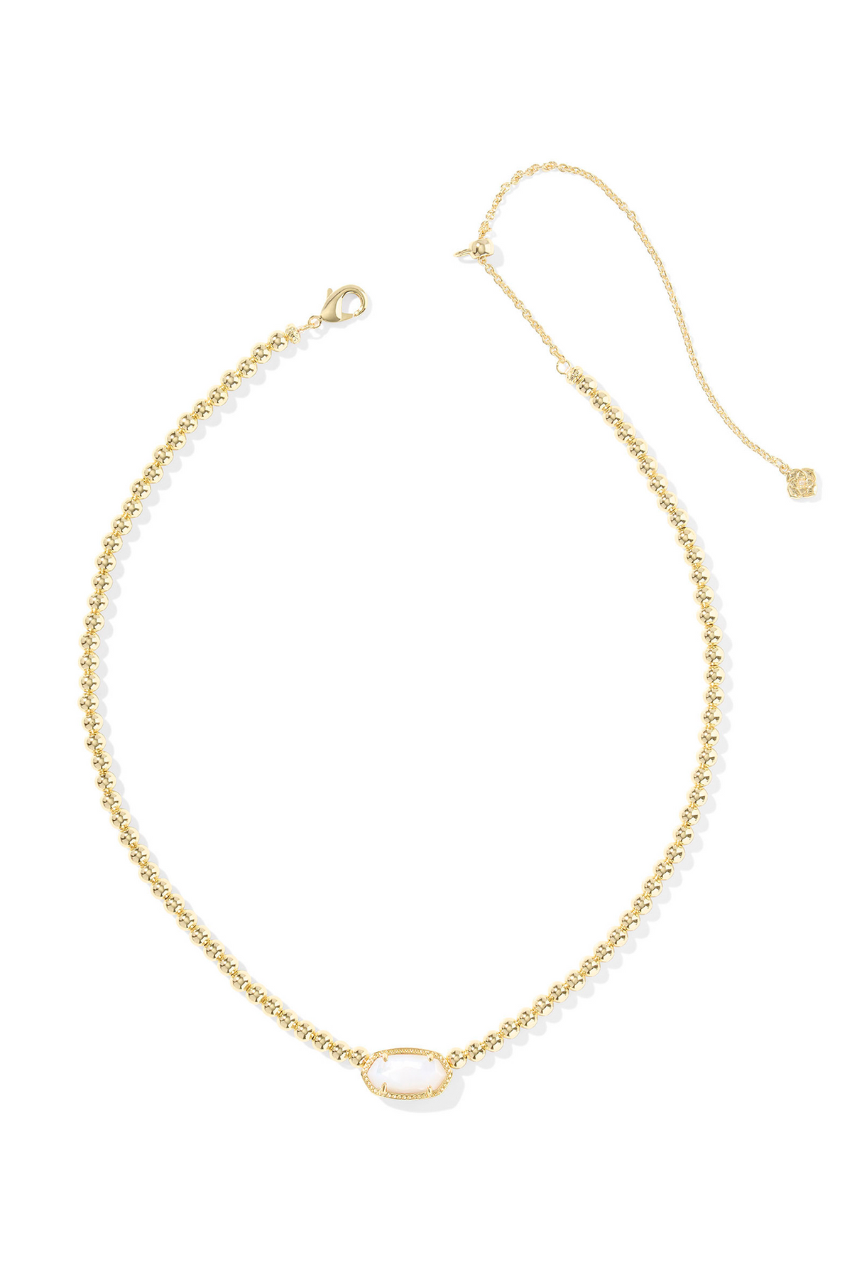 Elisa Gold Beaded Necklace Ivory