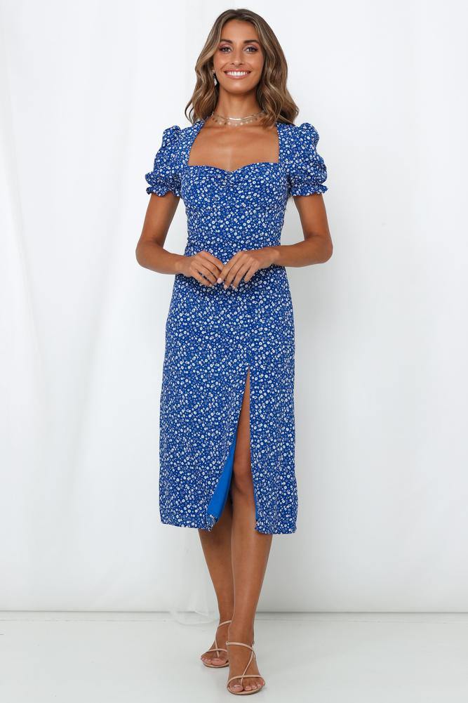 Gonna Break Every Rule Midi Dress Royal Blue
