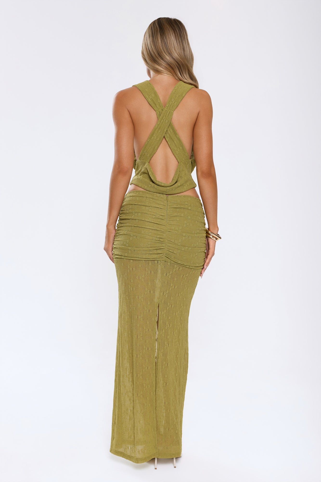 Hola Chica Knit Maxi Skirt Olive