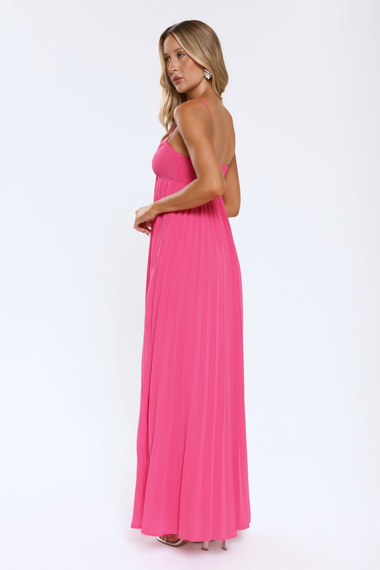 A Little Drama Strapless Maxi Dress Pink