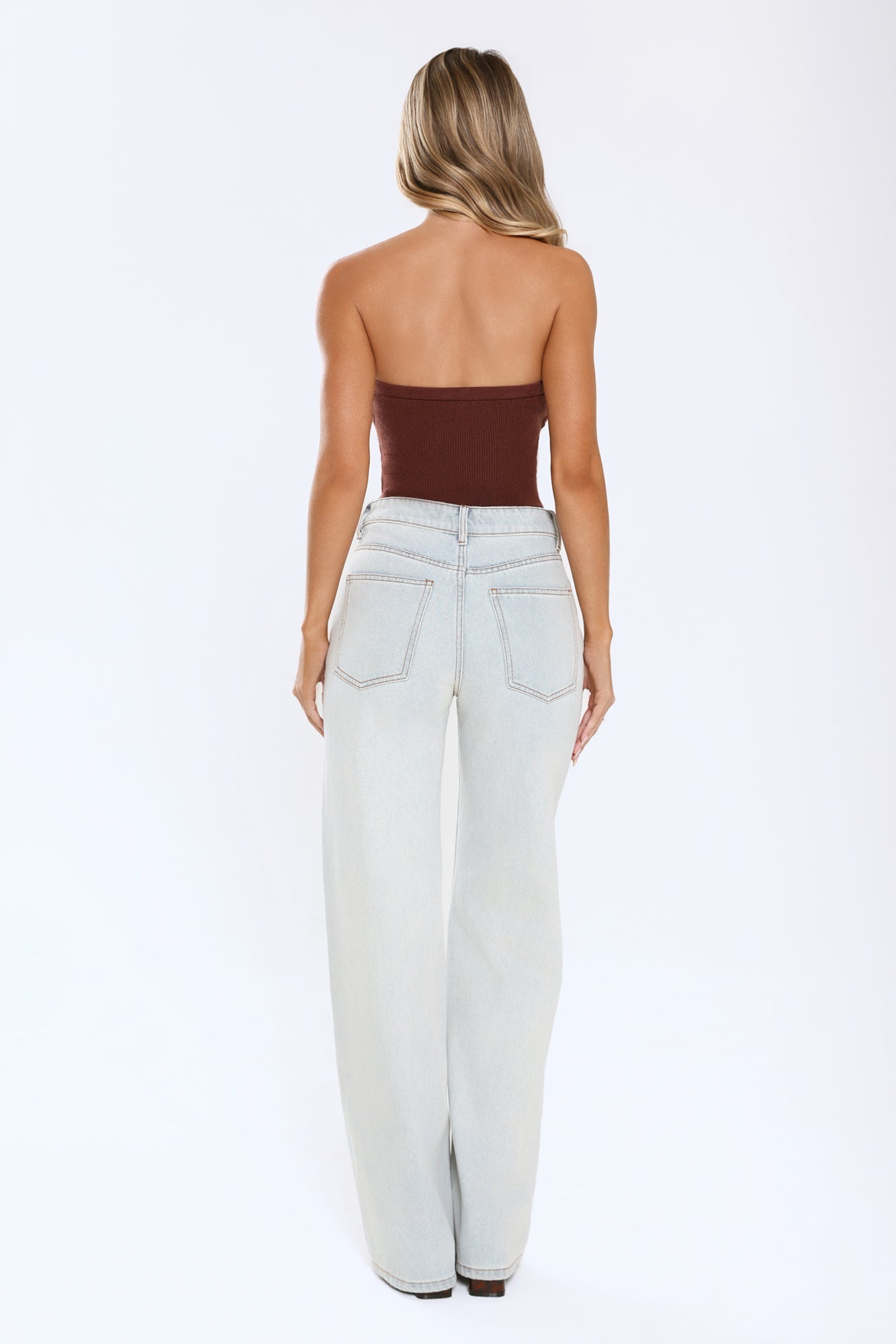 Dusk Radiance Strapless Ribbed Top  Chocolate