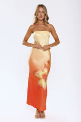 Blazing Glow Strapless Maxi Dress Yellow