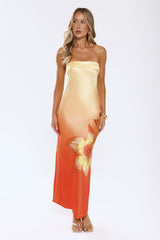 Blazing Glow Strapless Maxi Dress Yellow
