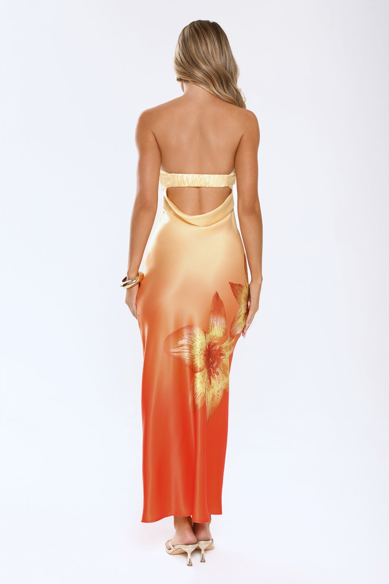 Blazing Glow Strapless Maxi Dress Yellow