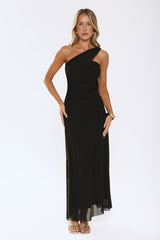 Evening Allure Mesh Strapless Maxi Dress Black