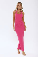 Essential Edit Halter Maxi Dress Hot Pink