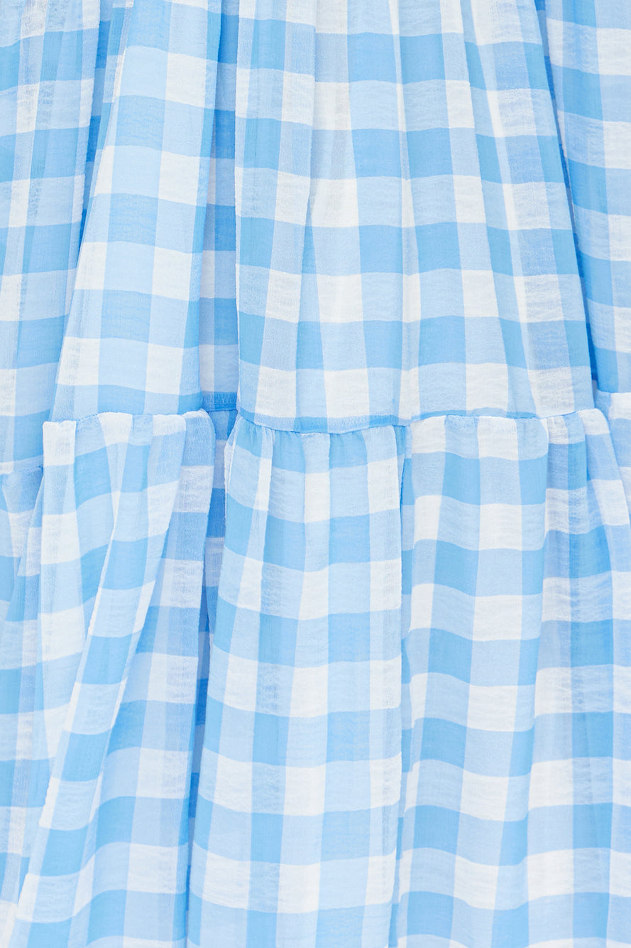 Gingham Fantasy Maxi Dress Blue