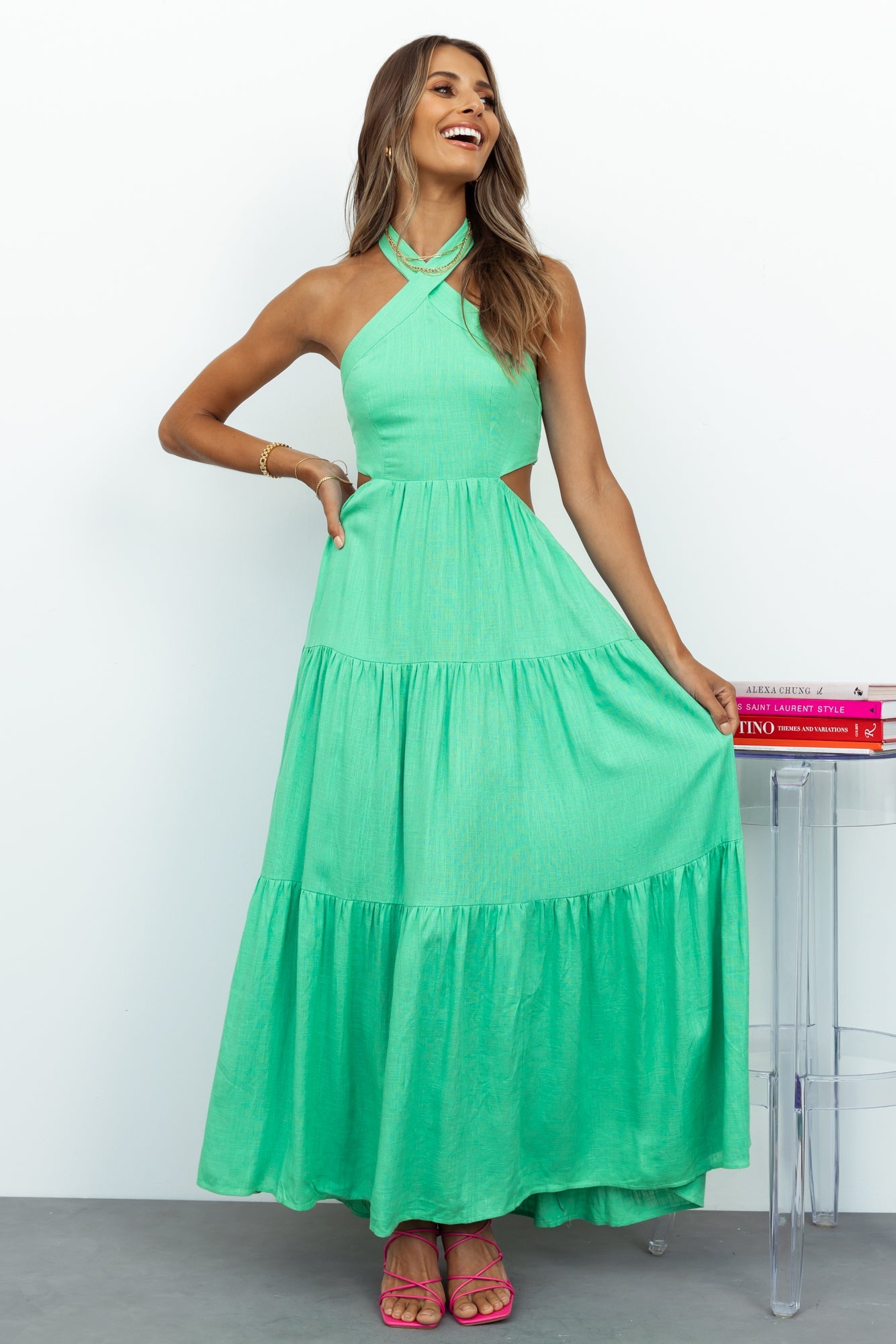 Landscape View Maxi Dress Green