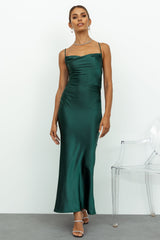Kissin All Night Satin Maxi Dress Teal