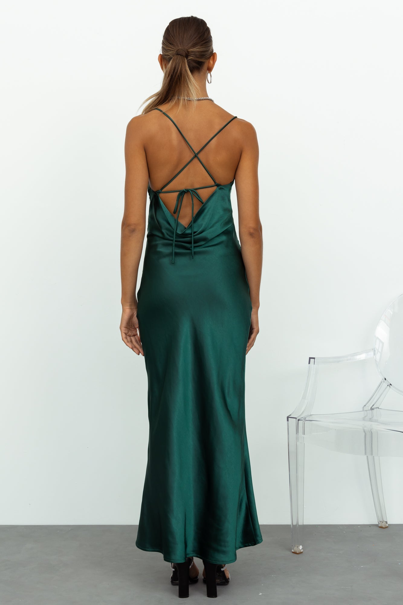 Kissin All Night Satin Maxi Dress Teal