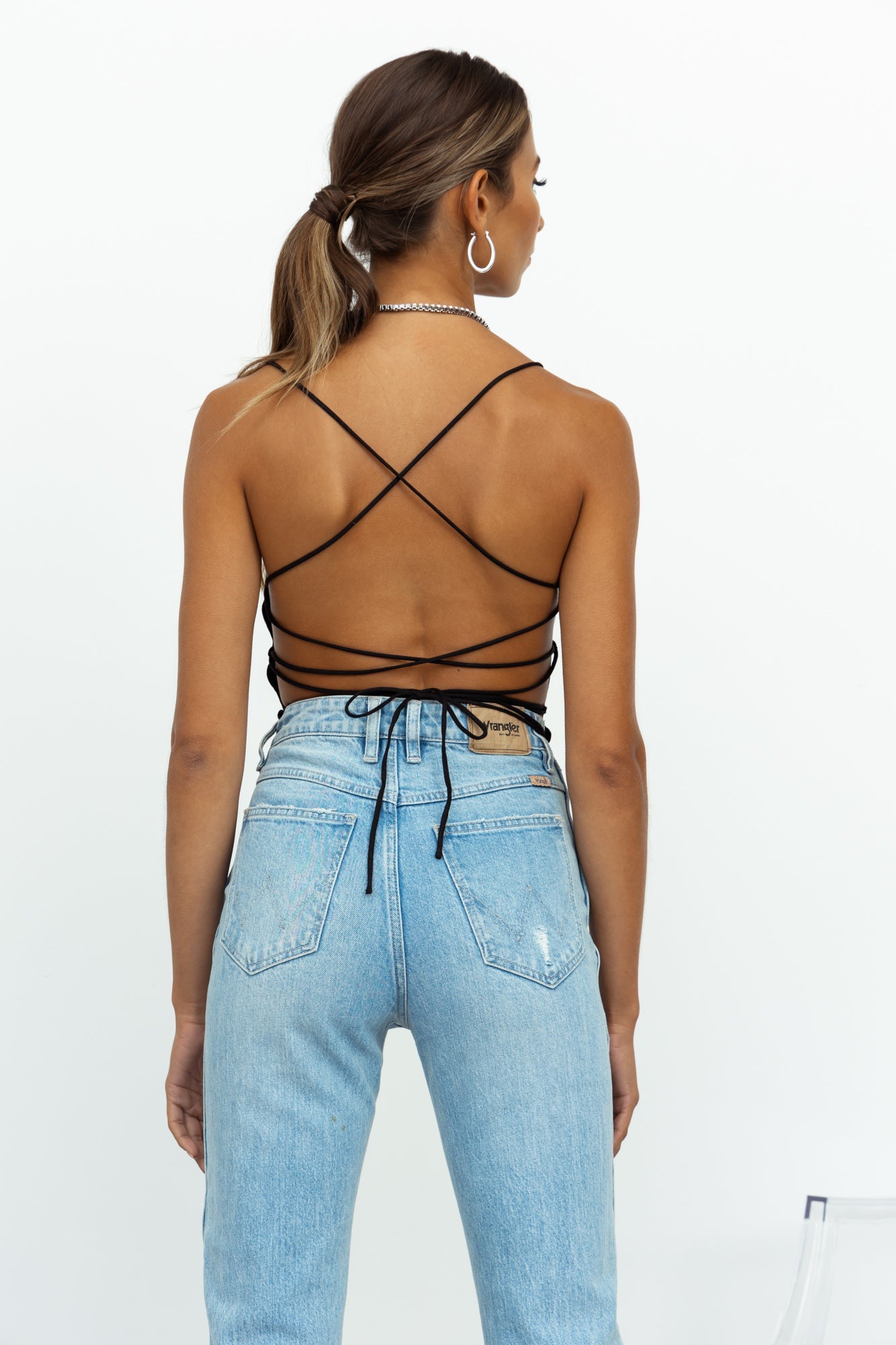 LIONESS Avaris Tie Top Black