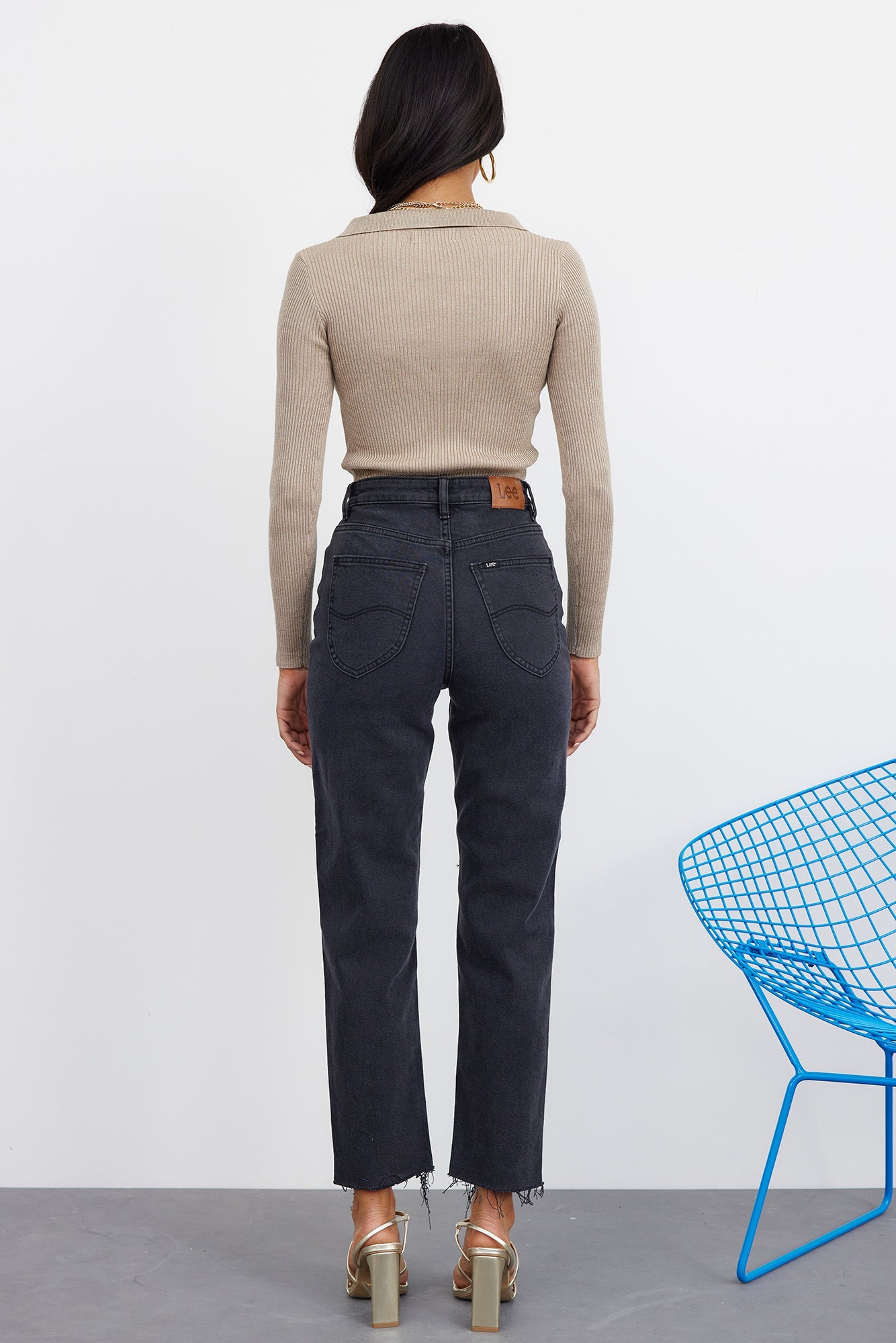 LEE High Moms High Waisted Infinity Rip Jeans Black
