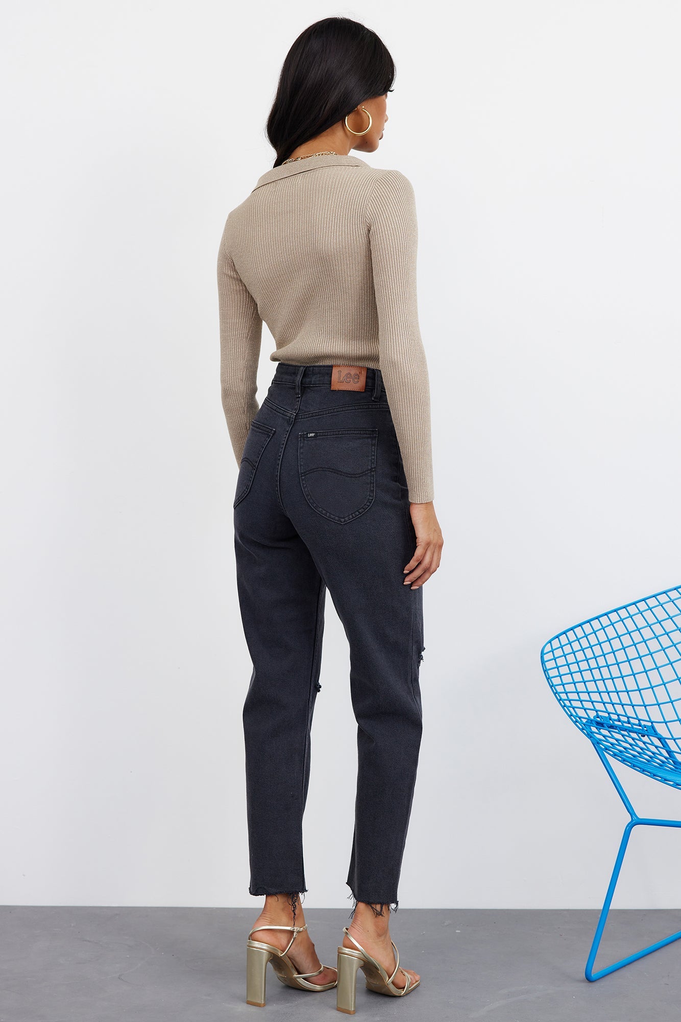 LEE High Moms High Waisted Infinity Rip Jeans Black