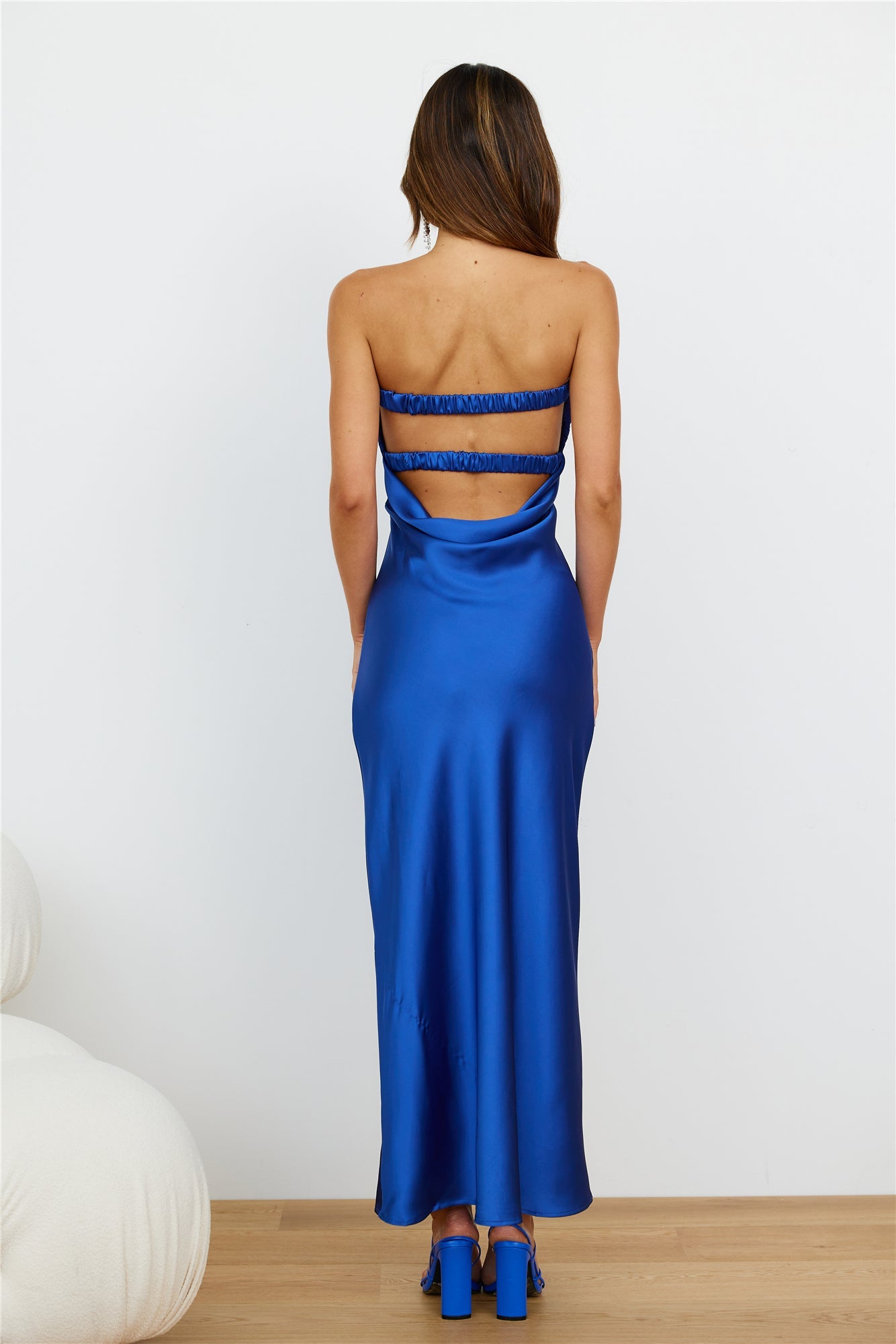 Curious Heart Satin Maxi Dress Royal Blue