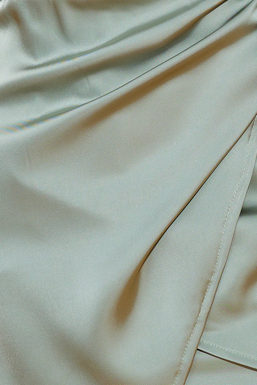 Goddess Style Satin Mini Dress Green