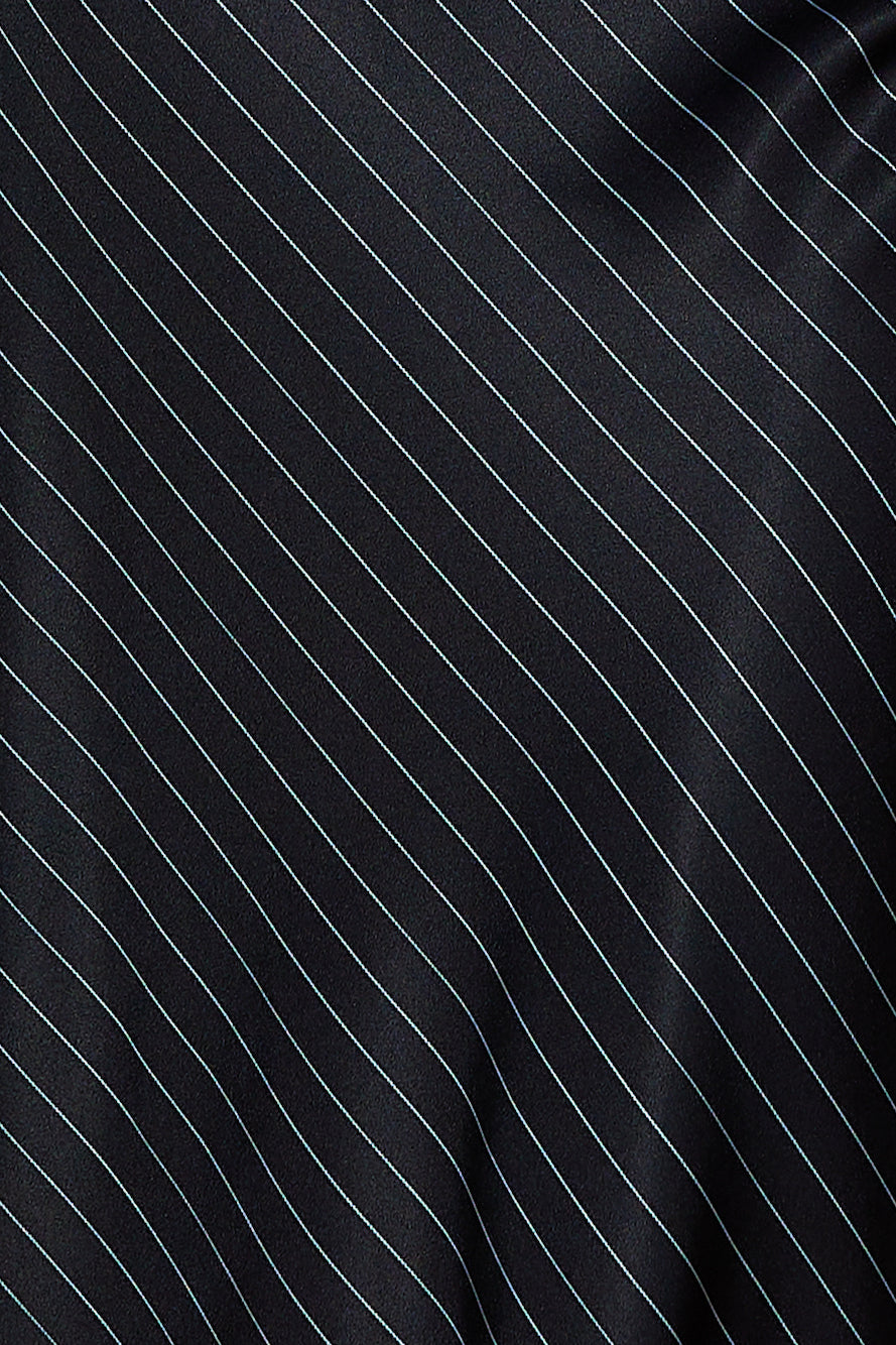 LIONESS Nineties Moss Maxi Dress Black Pinstripe