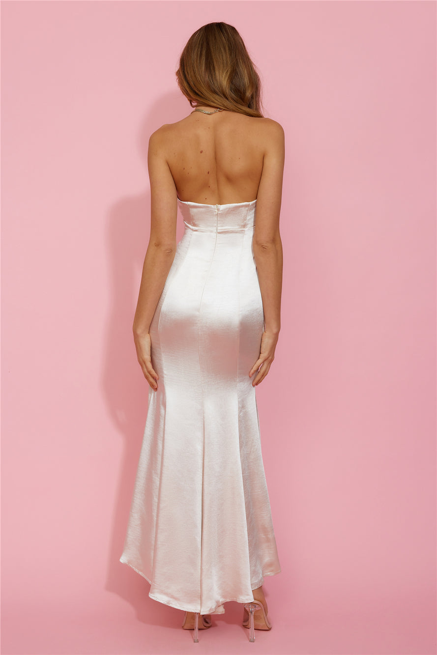 Own The Dance Satin Midi Dress Champagne