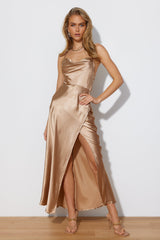 Attention Grab Midi Dress Champagne
