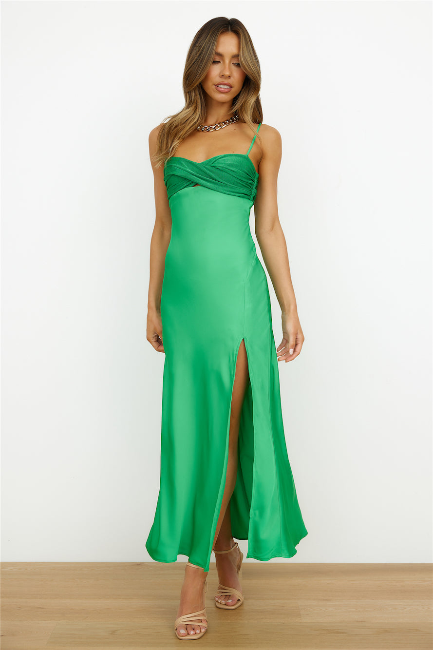 Fancy Drinks Midi Dress Green