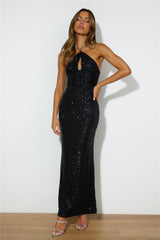 Fluttering Sights Sequin Maxi Dress Black