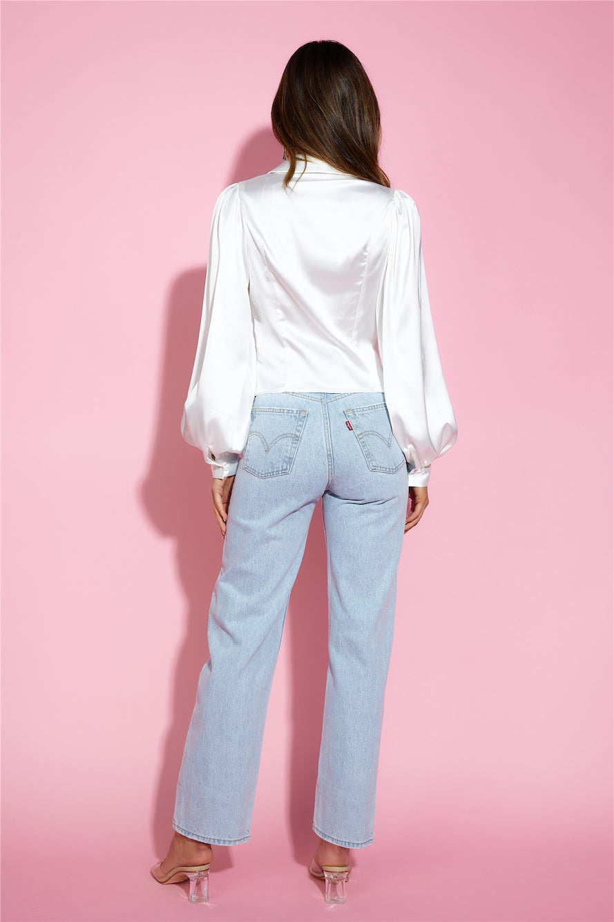 Go Smooth Satin Crop Shirt White