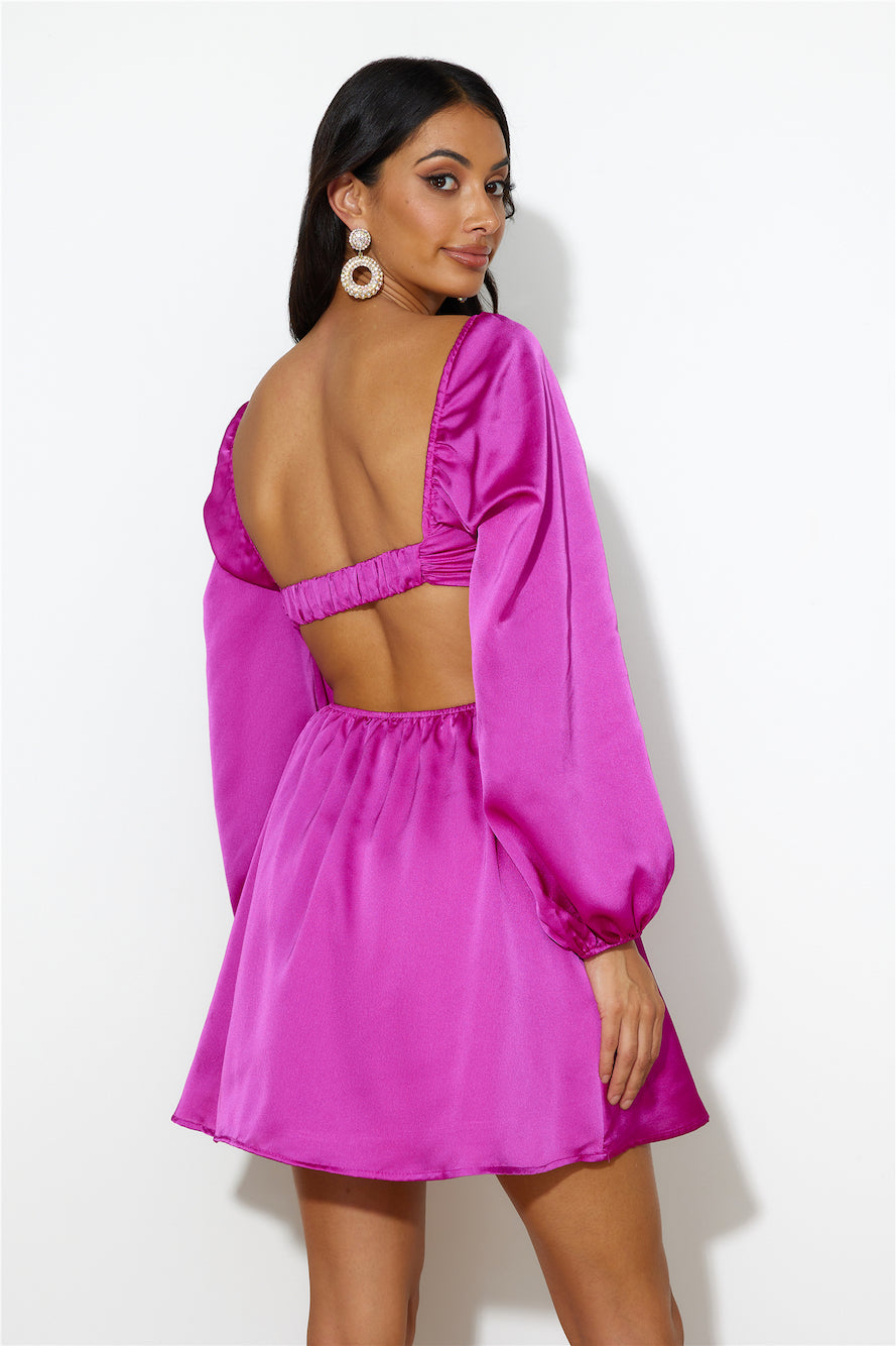 Done With You Satin Dress Purple