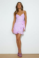 Flower Petals Mini Dress Purple
