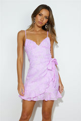 Flower Petals Mini Dress Purple