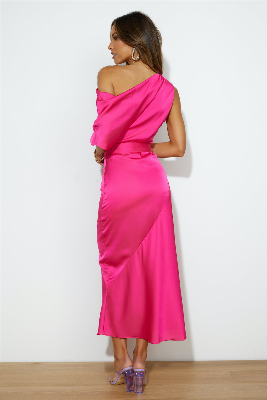 Party To Attend Midi Dress Fuschia