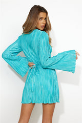 Horizons Meet Plisse Dress Blue
