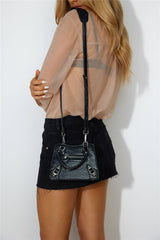 BILLINI Amber Handle Bag Black Croc