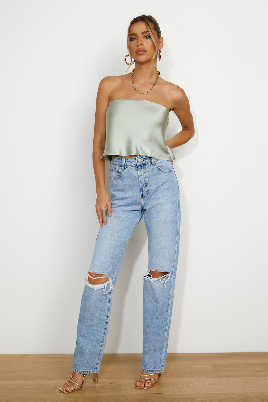 Fresh Style Satin Top Sage