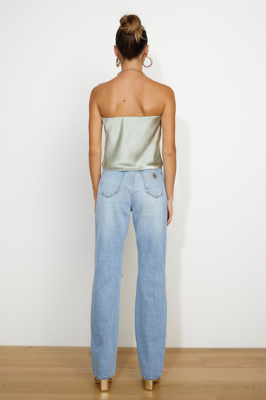 Fresh Style Satin Top Sage