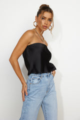 Fresh Style Satin Top Black