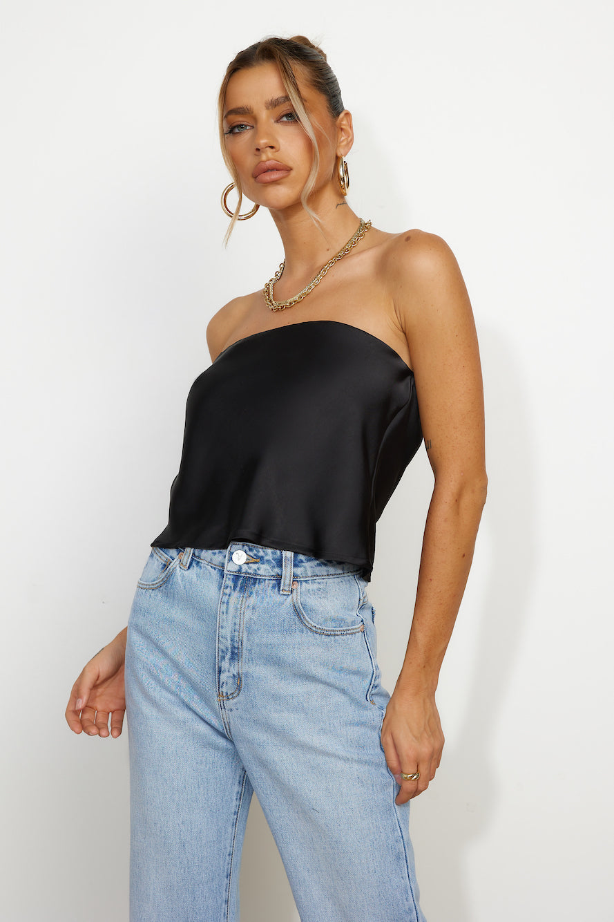 Fresh Style Satin Top Black