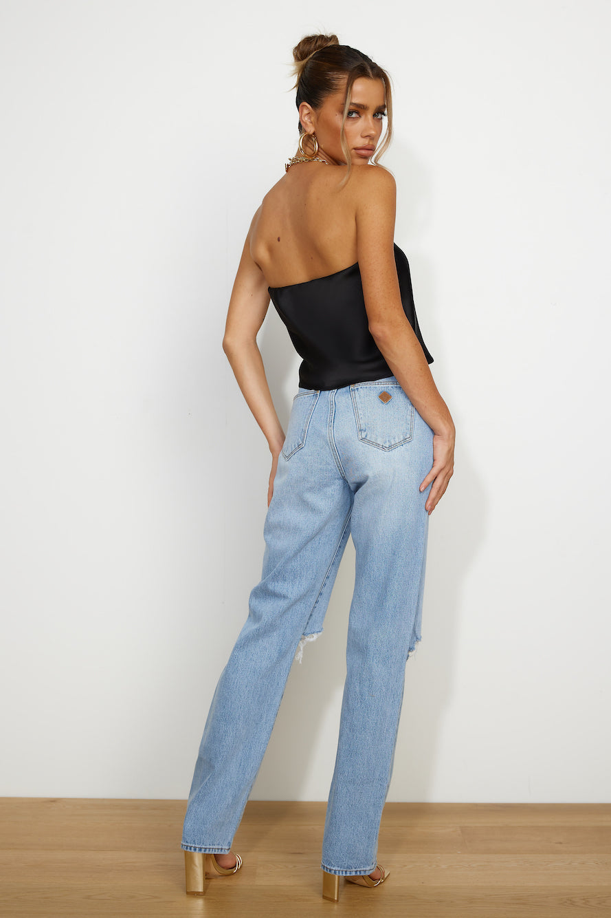 Fresh Style Satin Top Black