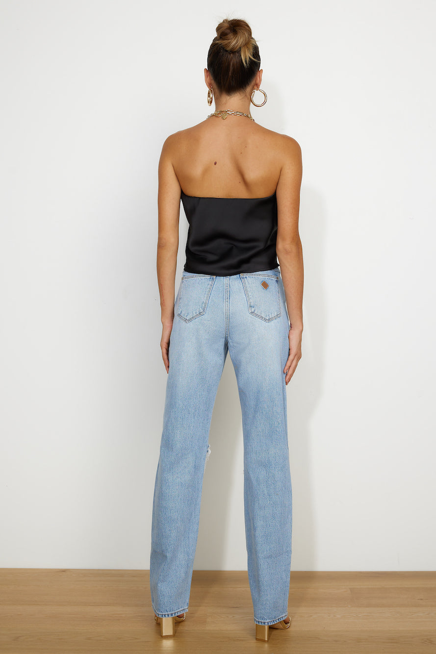 Fresh Style Satin Top Black