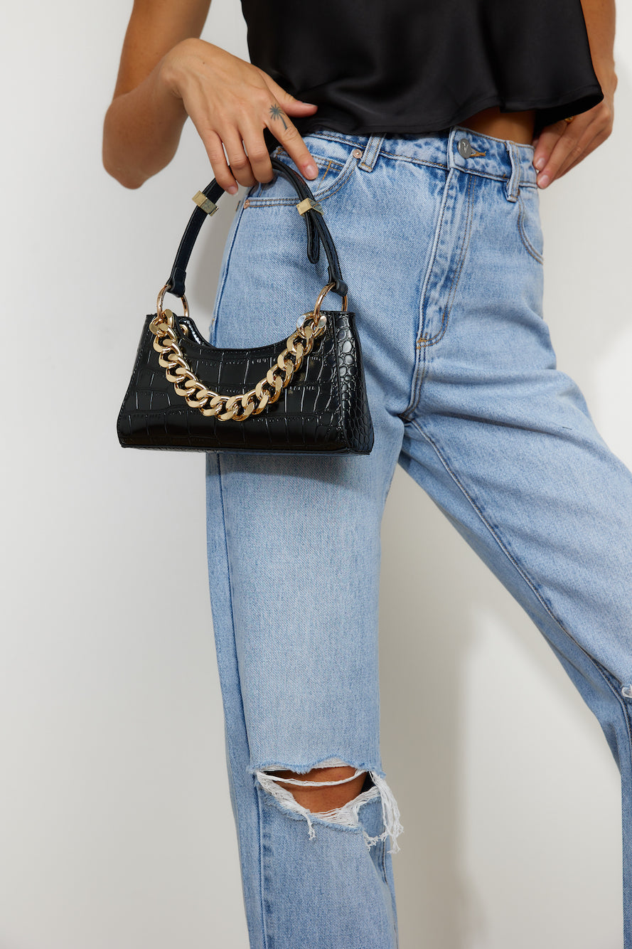 BILLINI Violett Shoulder Bag Black Croc